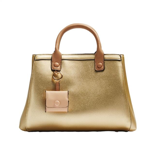 بارفوا شنطة جلد نسائية بيد صغيرة ذهب