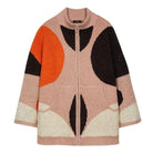 بارفوا معطف نسائي صوف مطبوع بسحاب أمامي وردي