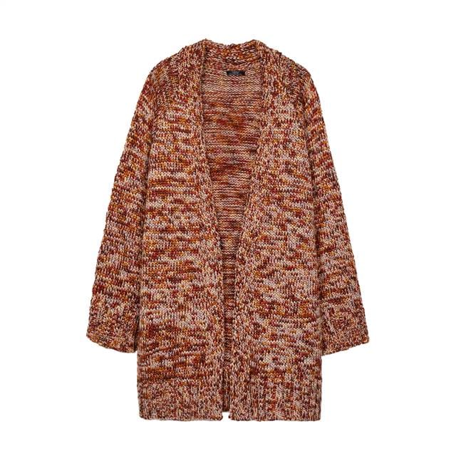 بارفوا كارديجان طويل صوف نسائي مفتوح متعدد الألوان