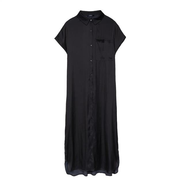 بارفوا قميص نسائي طويل بجيب أمامي رمادي داكن