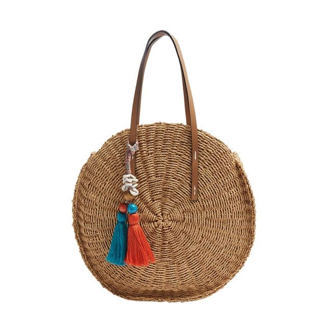 بارفوا شنطة كروشيه دائريه للنساء أصفر شاحب