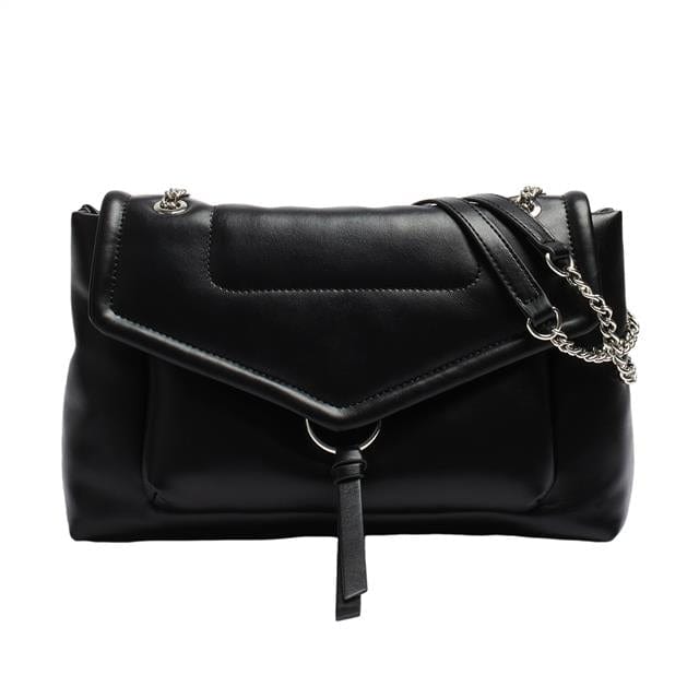 بارفوا شنطة كروس جلد طبيعي بجيب خارجي أسود