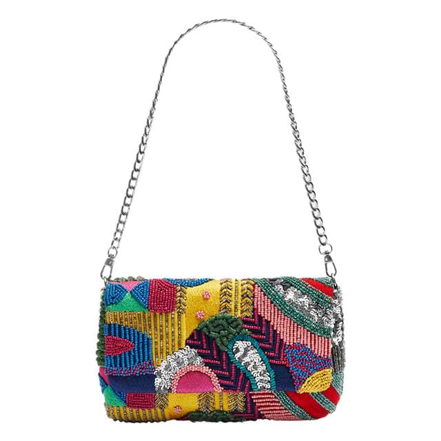 بارفوا شنطة خرز نسائية بسلسلة أحمر