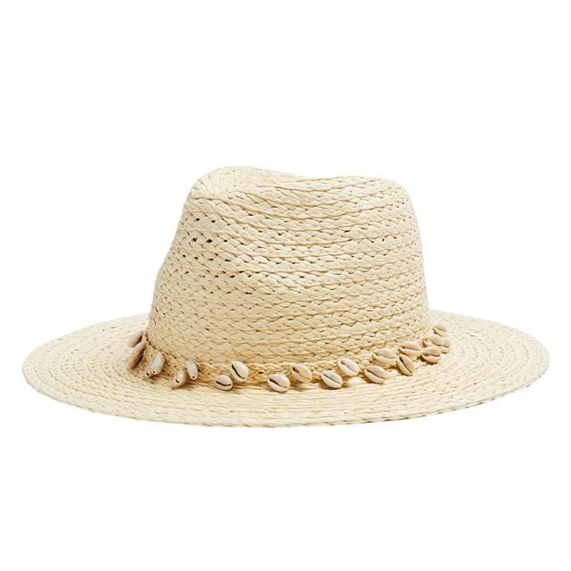 بارفوا قبعة دائرية نسائية سادة مزينة بحبوب قهوة بيج