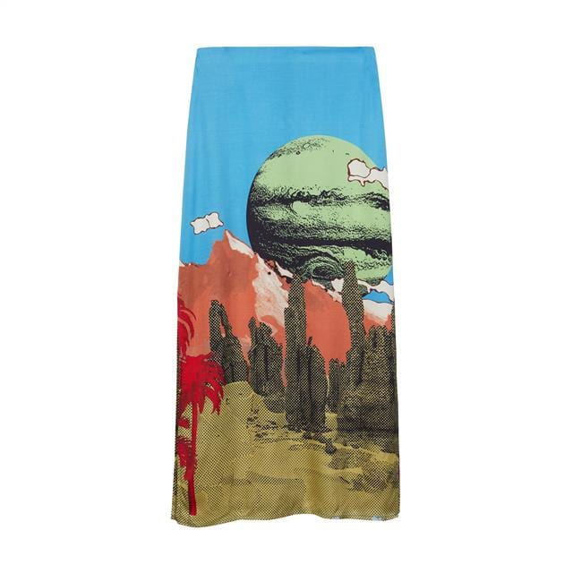 بارفوا تنورة طويلة بطبعة نسائي أزرق