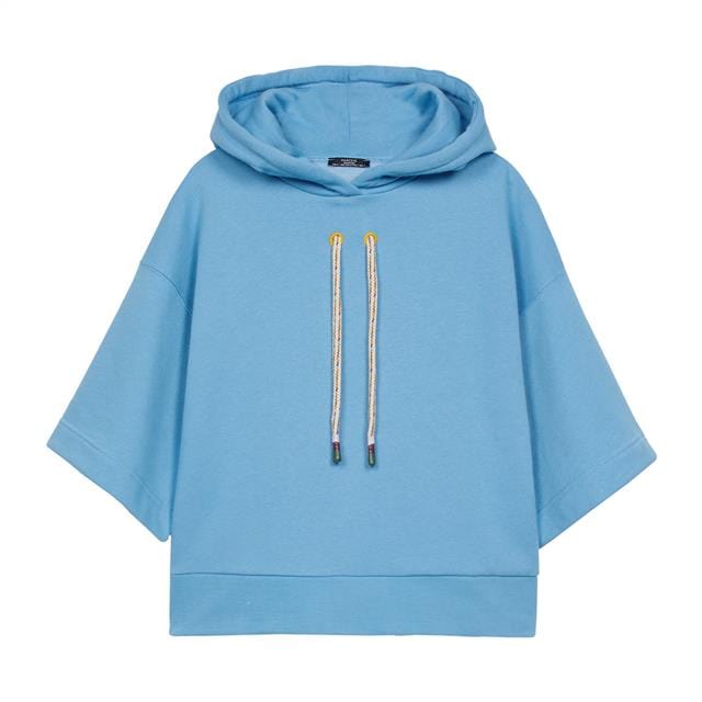 بارفوا هودي نص كم نسائي سادة أزرق