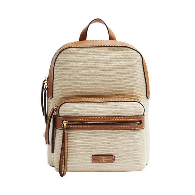 بارفوا حقيبة ظهر نسائية متوسطة بجيوب خارجية بيج