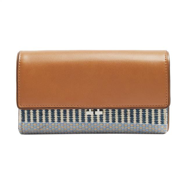 بارفوا شنطة حريمى كبيرة من النسيج والجلد أزرق