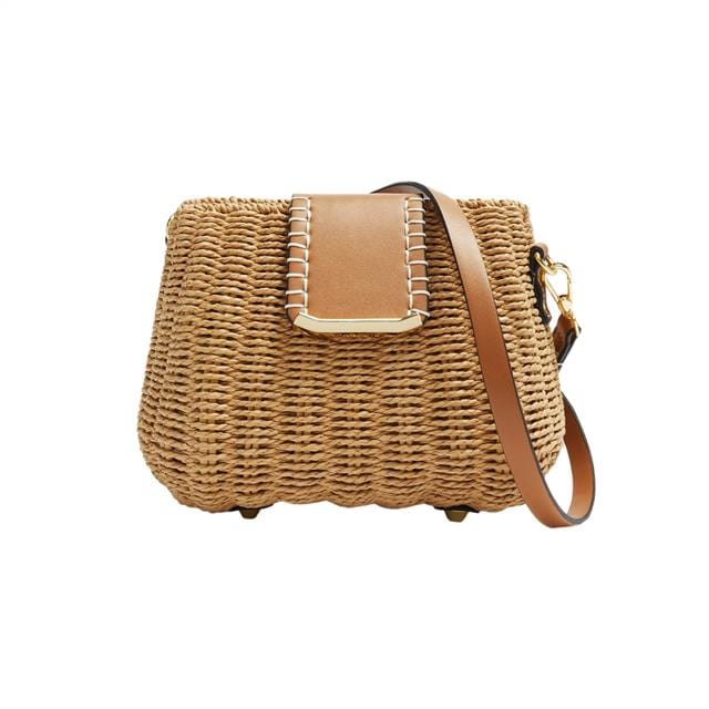 بارفوا حقيبة كتف يدوية مع جلد نسائي أصفر شاحب