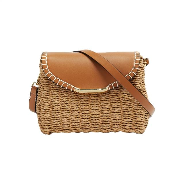 بارفوا حقيبة كتف يدوية مع جلد نسائي أصفر شاحب