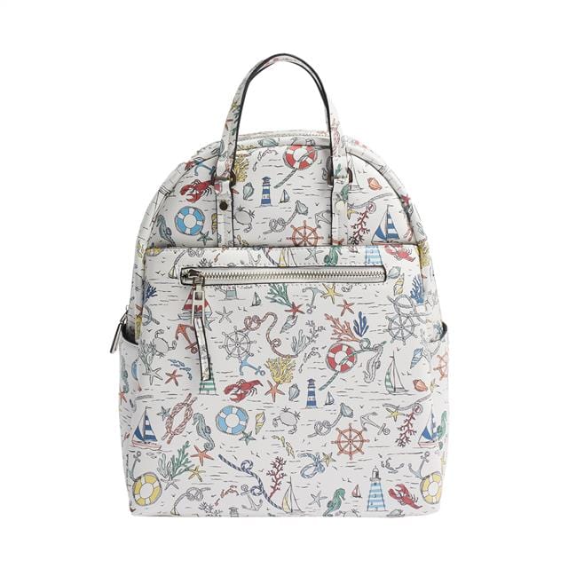 بارفوا شنطة ظهر صغيرة جلد بسحاب خارجي أزرق