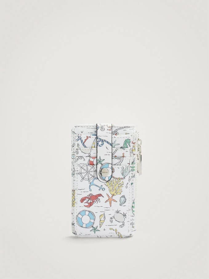 بارفوا حامل بطاقات جلد مطبوع أزرق