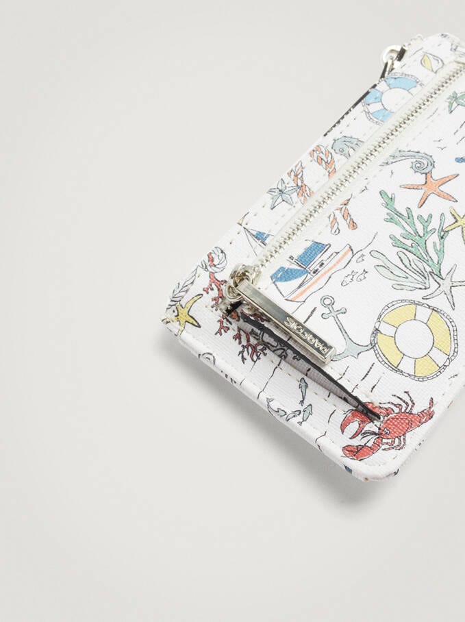 بارفوا حامل بطاقات جلد مطبوع أزرق