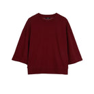 بارفوا تيشيرت نسائي 3/4 كم وسيع بياقة دائرية أحمر