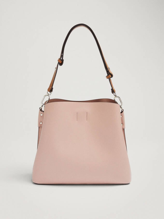 بارفوا حقيبة جلد كبيرة سادة بحزام جلدي