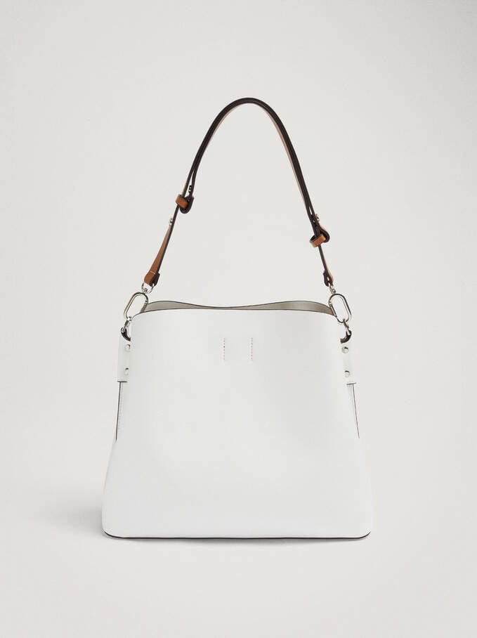 بارفوا حقيبة جلد كبيرة سادة بحزام جلدي