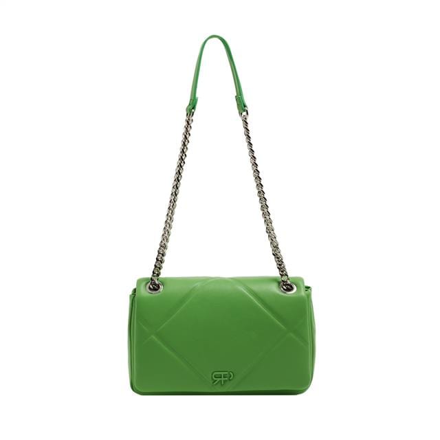 بارفوا حقيبة كروس جلدية مطرزة ملحقة بسلسال فضي أخضر