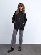 بارفوا معطف نسائي ثقيل مزود بجيوب أزرار أمامية