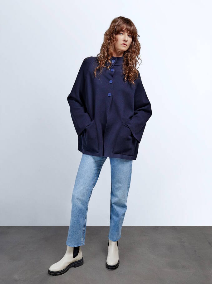 بارفوا معطف نسائي ثقيل مزود بجيوب أزرار أمامية