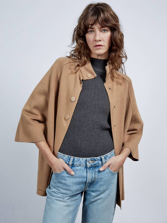 بارفوا معطف نسائي ثقيل مزود بجيوب أزرار أمامية