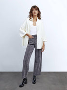 بارفوا معطف نسائي ثقيل مزود بجيوب أزرار أمامية