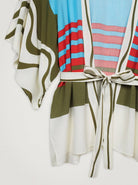 بارفوا كيمونو ملون نسائي ملحق بجيب أمامي أزرق