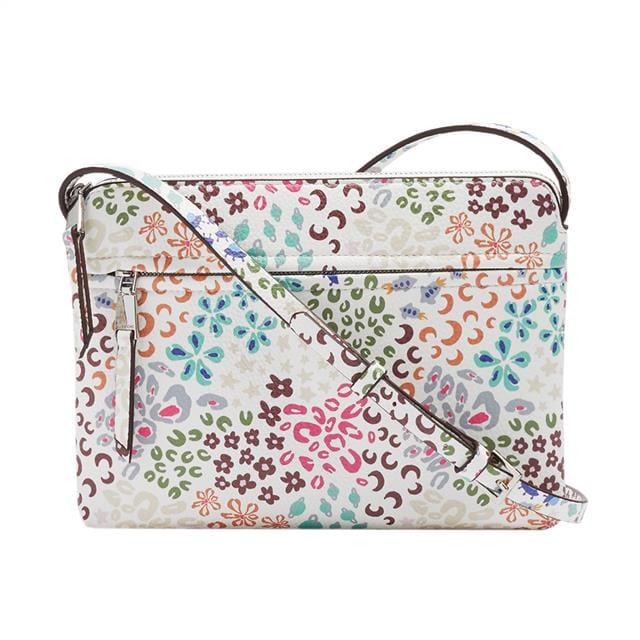 بارفوا شنطة كروس جلد مطبوعة وردي