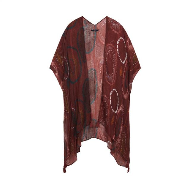 بارفوا كيمونو نسائي خفيف مطبوع أحمر