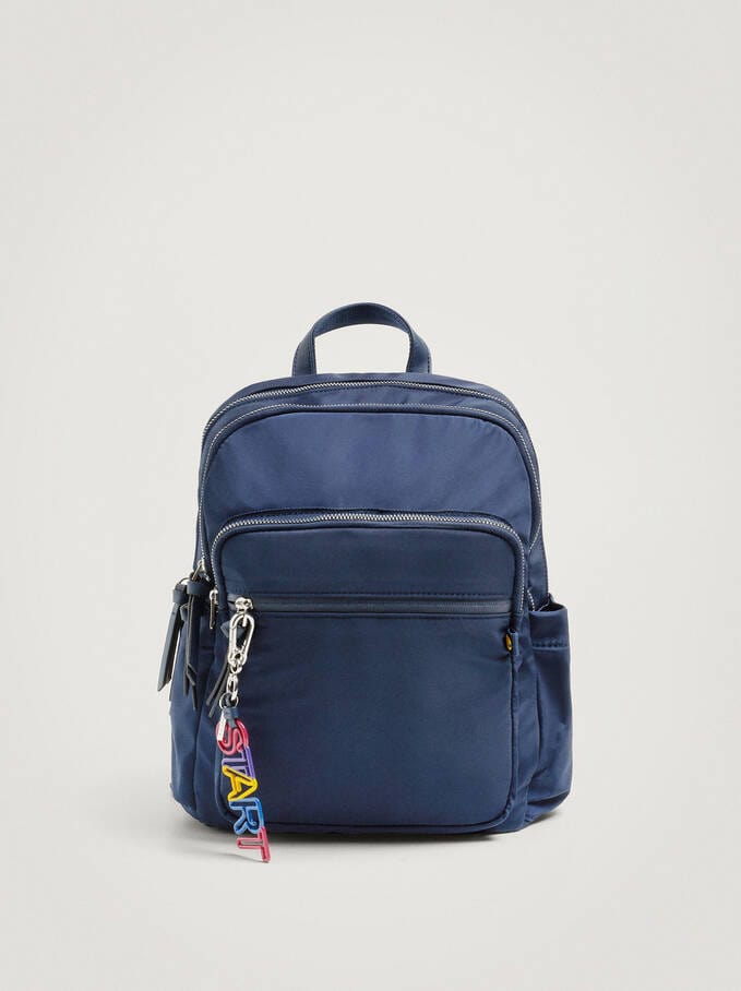 بارفوا شنطة ظهر نايلون سادة بسحاب خارجي