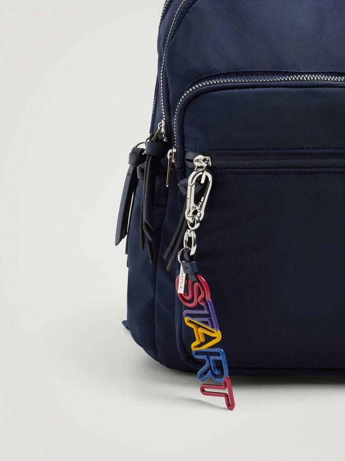 بارفوا شنطة ظهر نايلون سادة بسحاب خارجي