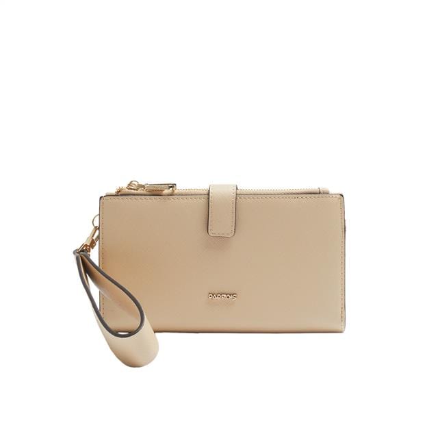 بارفوا محفظة كروت نسائية سادة بسحاب ومسكة يد بيج