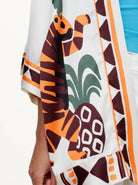 بارفوا كيمونو نسائي قصير مشجر بيج فاتح