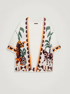 بارفوا كيمونو نسائي قصير مشجر بيج فاتح