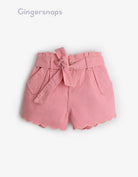 جينجرسنابس شورت بناتي جينز برباط على الخصر وردي