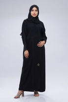 جوهرة عبايه ملكي كلاسيك بتحديد قيطان طبقات أسود