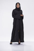 جوهرة عباية كلاسيك من جلد الغزال بشك وتطريز أسود