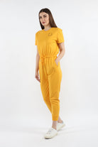 كيتشن جمبسوت سادة برباط خصر نص كم نسائي