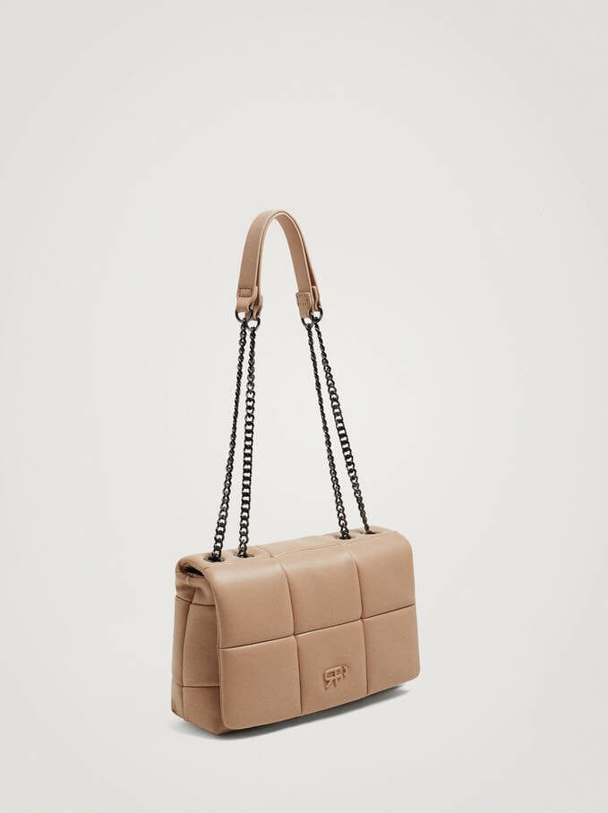 بارفوا حقيبة كتف جلد مربعة