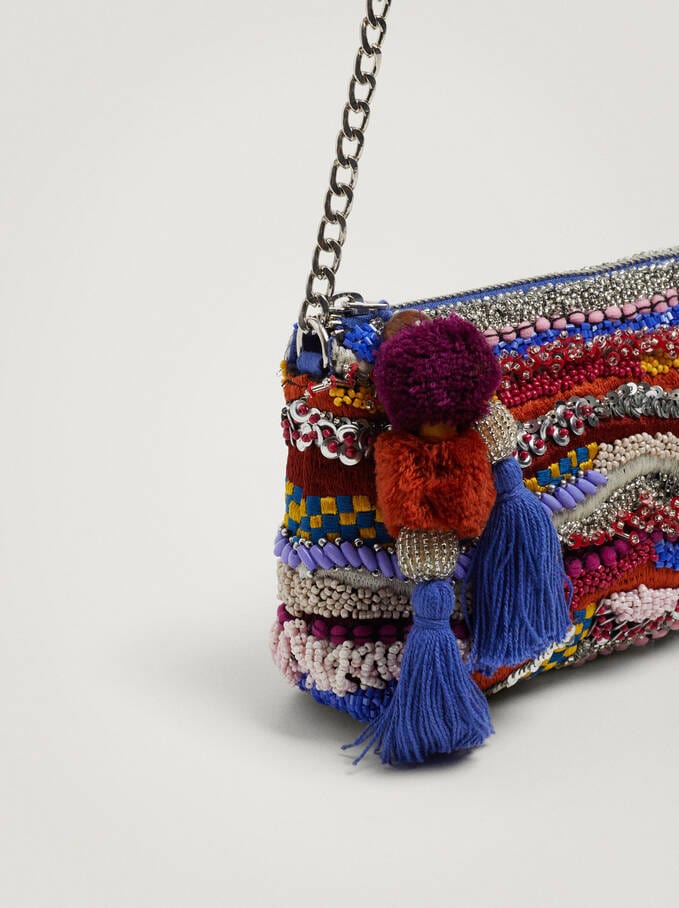 بارفوا حقيبة يد بسلسال أحمر بنفسجي