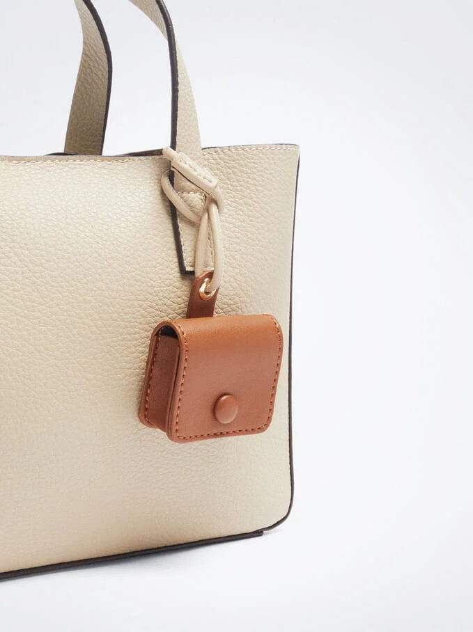 بارفوا شنطة توت باق نسائية جلد مزينة بحامل يد