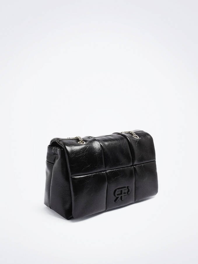 بارفوا حقيبة كتف مربعة جلد سادة مزينة بسلسال