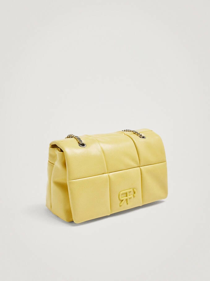 بارفوا حقيبة كتف مربعة جلد سادة مزينة بسلسال