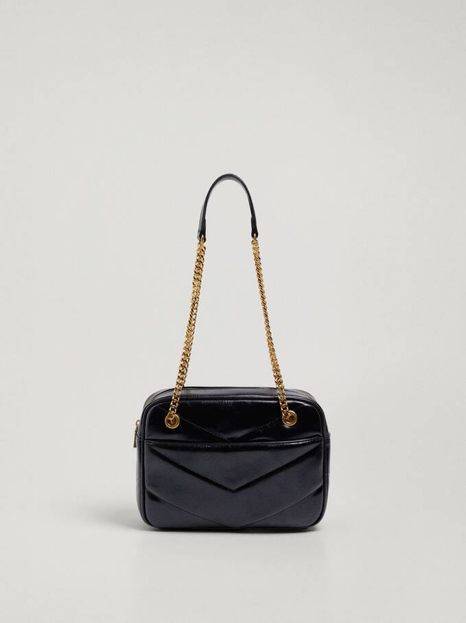 بارفوا حقيبة كتف جلد سادة مزينة بسلسال