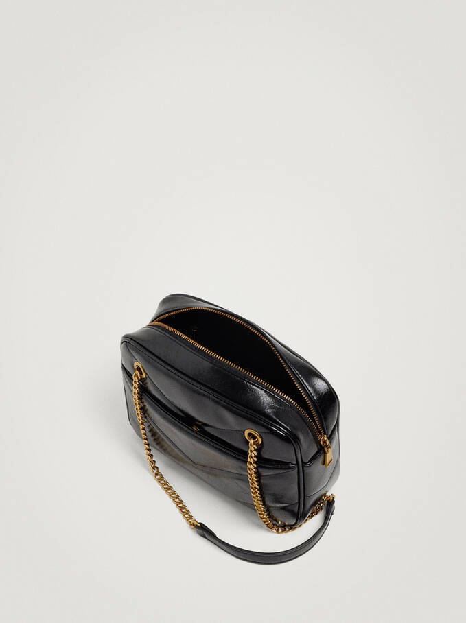 بارفوا حقيبة كتف جلد سادة مزينة بسلسال