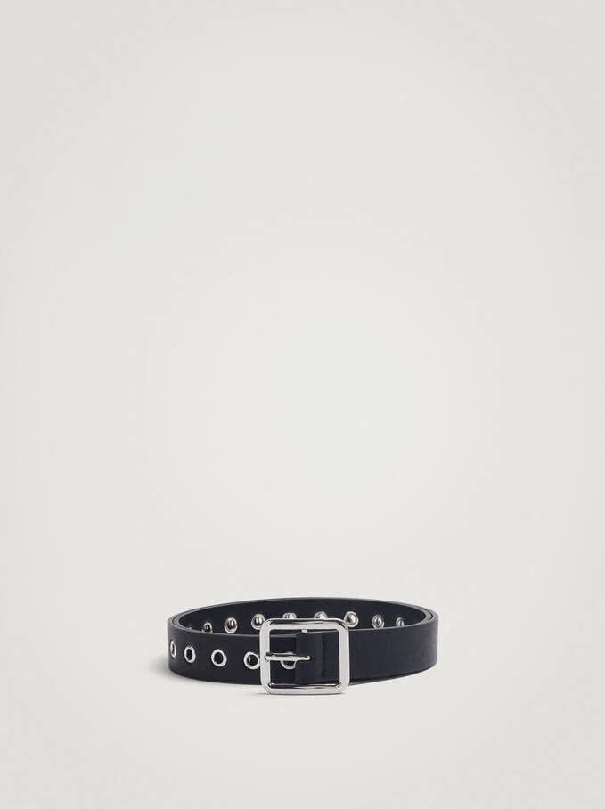 بارفوا حزام نسائي سادة بتوكة عريضة أسود