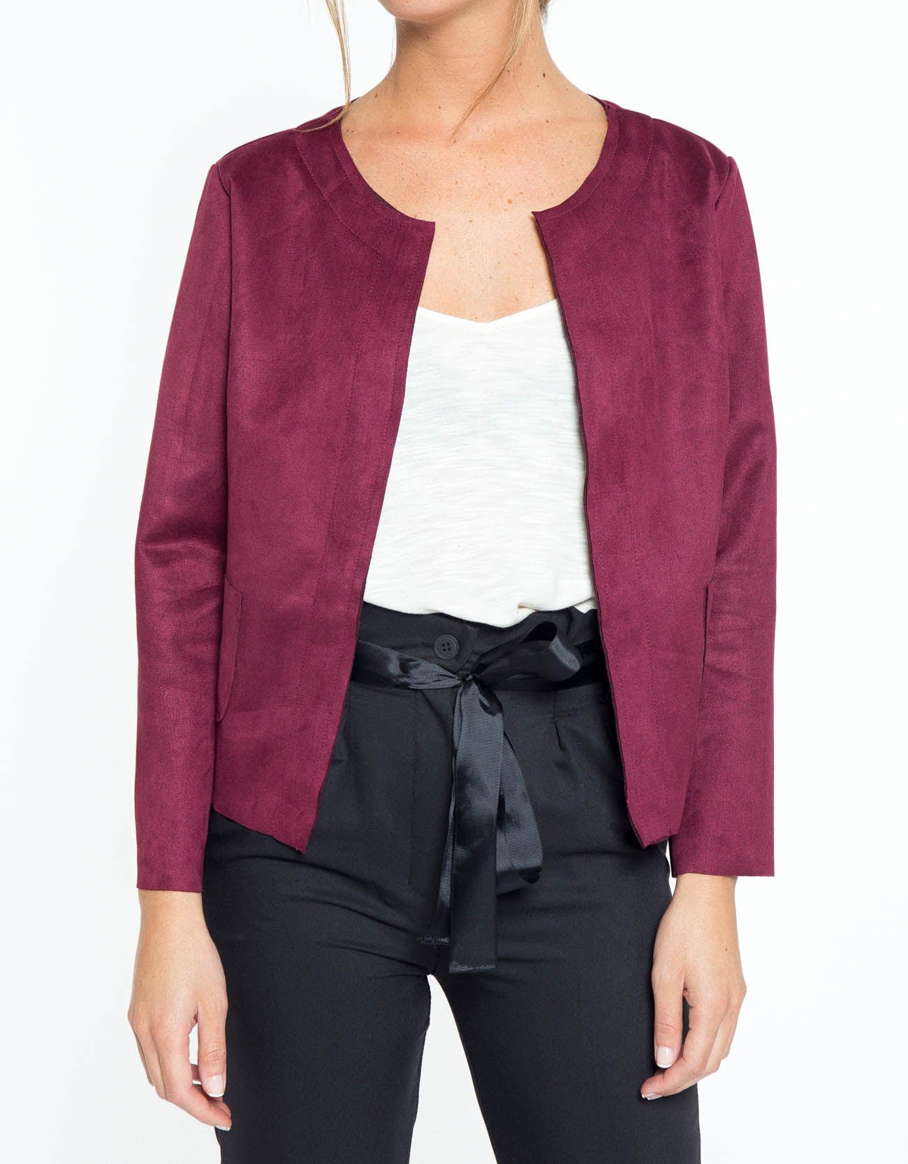 شانا جاكيت قصير بأكمام طويلة بجيوب على الجانبين نسائي أسود