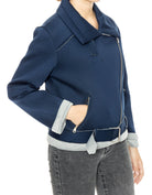 شانا جاكيت نسائي شتوي بسحاب أمامي أزرق داكن