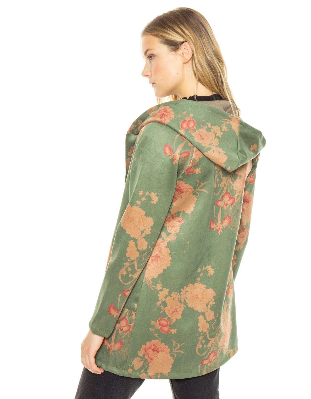 شانا جاكيت مورد طويل بقبعة كم طويل نسائي الكاكي