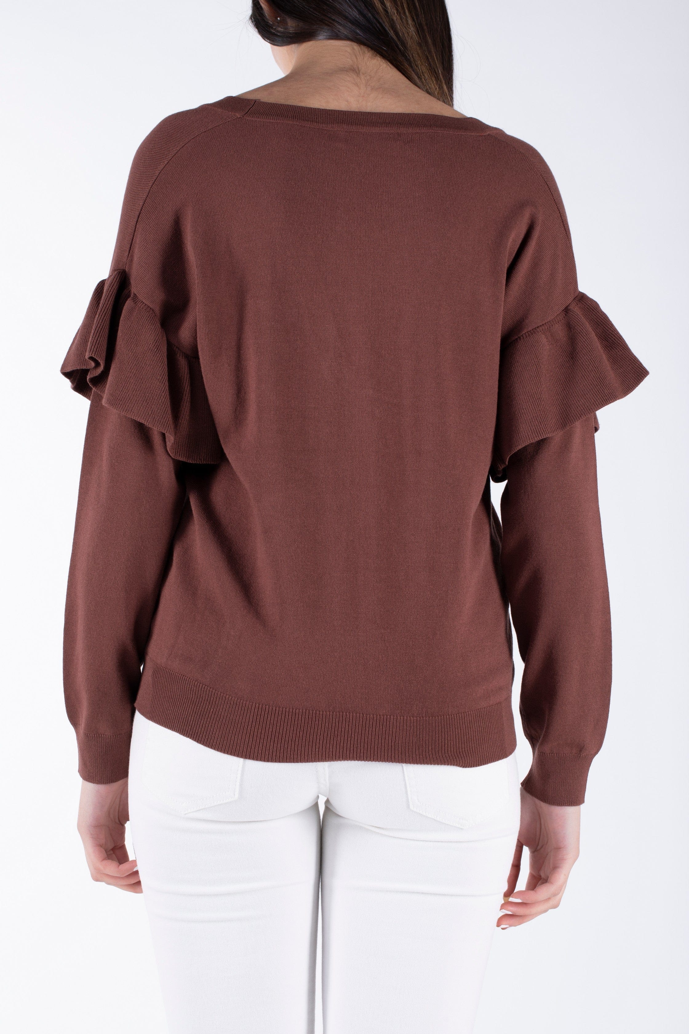 نتشي كارديجان سادة بأزرار أمامية بأكمام طويلة مكشكش