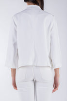 نتشي جاكيت نسائي رسمي سادة مفتوح من الأكمام وازرار أمامية 3/4 كم